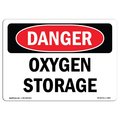 Signmission Safety Sign, OSHA Danger, 7" Height, Rigid Plastic, Oxygen Storage, Landscape OS-DS-P-710-L-1850